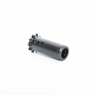 Resilient Suppressors 1/2x28 Titanium Piston, the castellated rear end and barrel threads visible along the machined body
